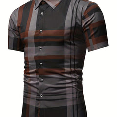 Mens Plaid Short Sleeve Shirt for Spring/Summer