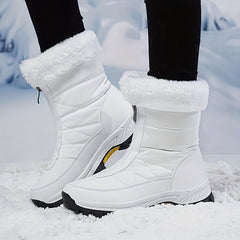 Women's Zipper Front Thermal Snow Boots Non slip Mid Calf Boots