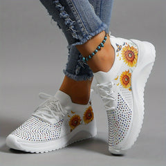 Women's Chunky Sneakers Sunflower Butterfly Print Running Shoes