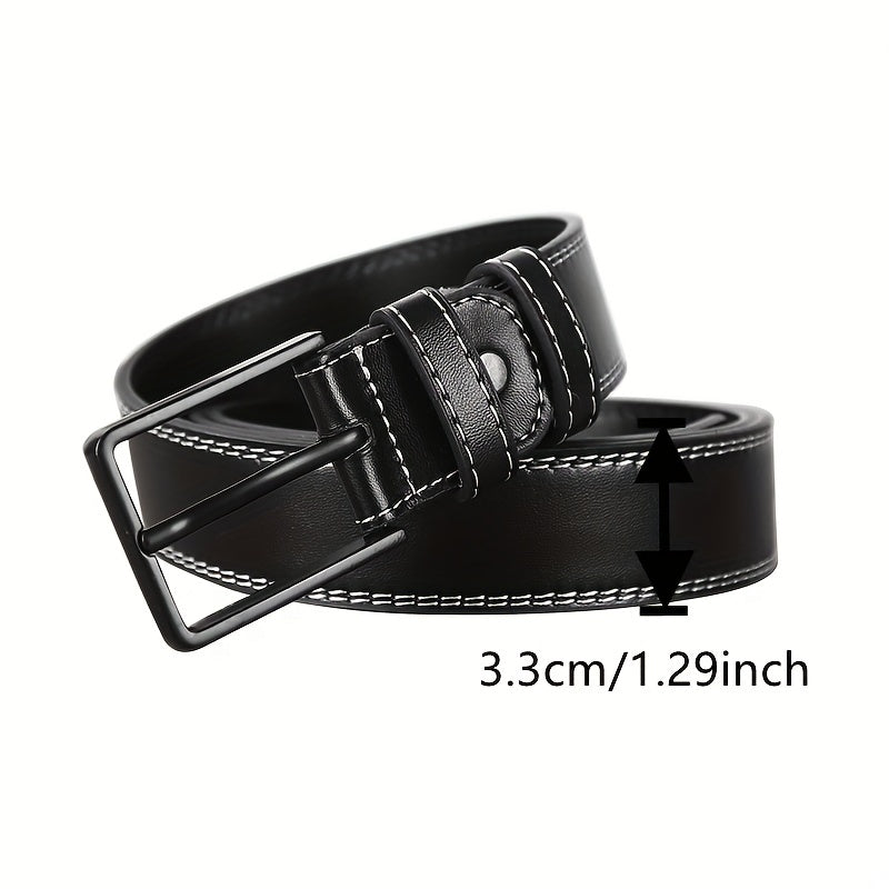 Square Buckle Leather Belt Casual Vintage Jeans Belt For Men
