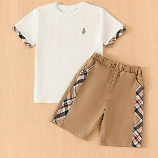 Boys Casual Short Sleeve T shirt&Shorts Set Comfy Summer Kids Clothing