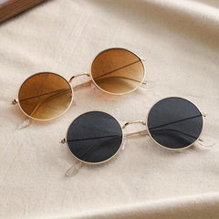 Round Metal Sunglasses Ombre Lens Glasses UV400