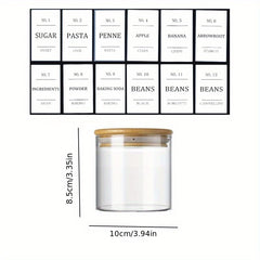 750ML Glass Storage Jar Sealed Jar With 12 Food Labels