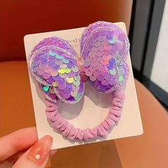 2pcs Sequin Bow Hair Ties Elastic Hair Rope