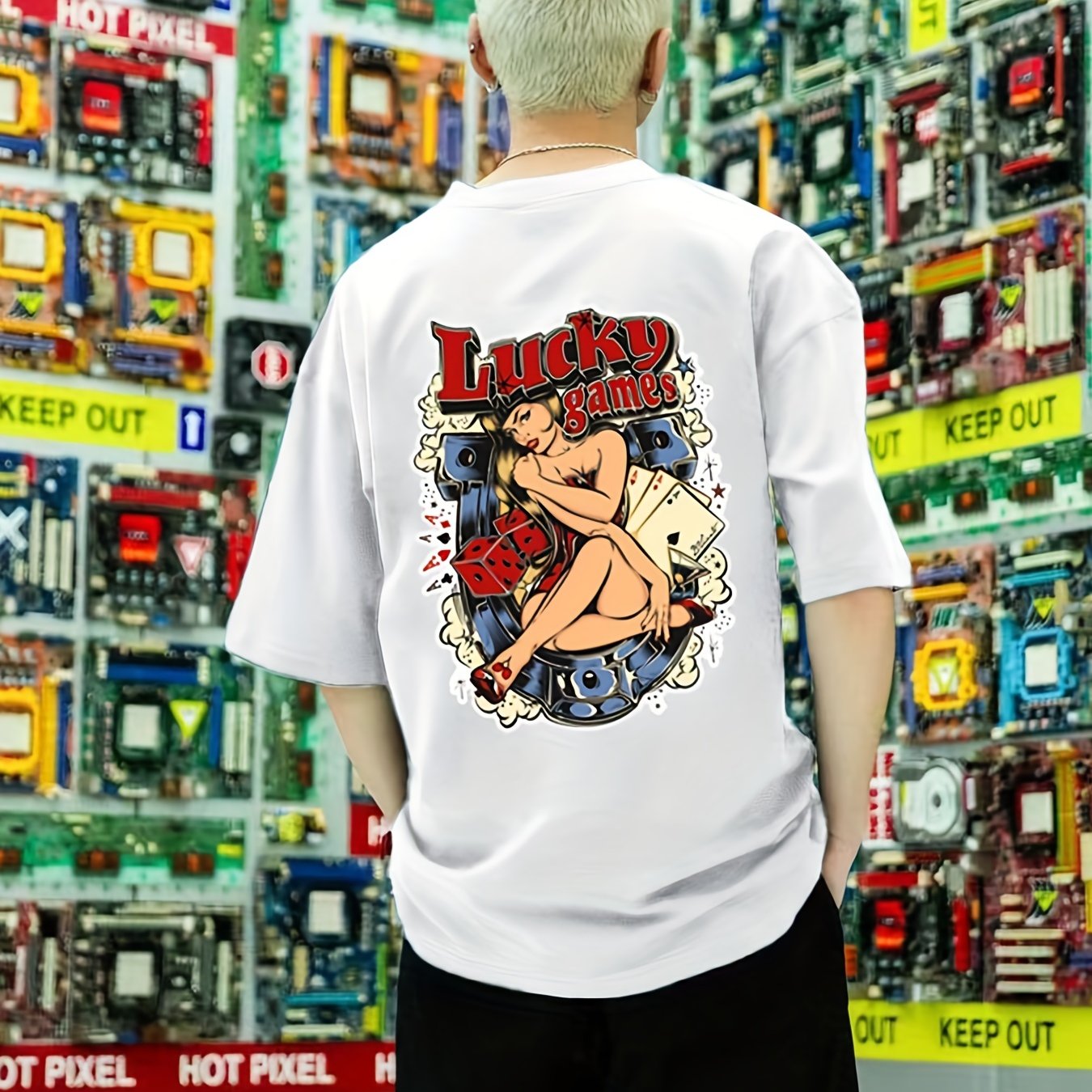 Men's Lucky Game Back Print Graphic Tee
