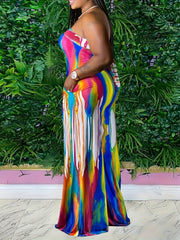 Rainbow Graffiti Wide Leg Tube Jumpsuit