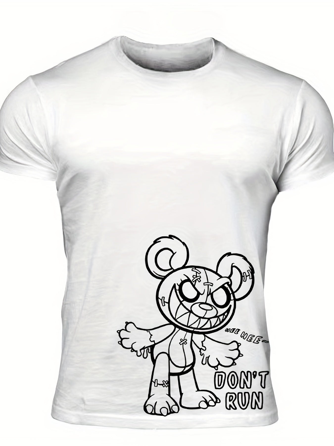 Men's Plush Print T Shirt with Stretch Crew Neck