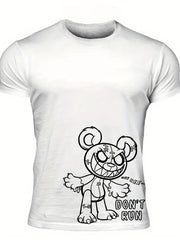 Men's Plush Print T Shirt with Stretch Crew Neck