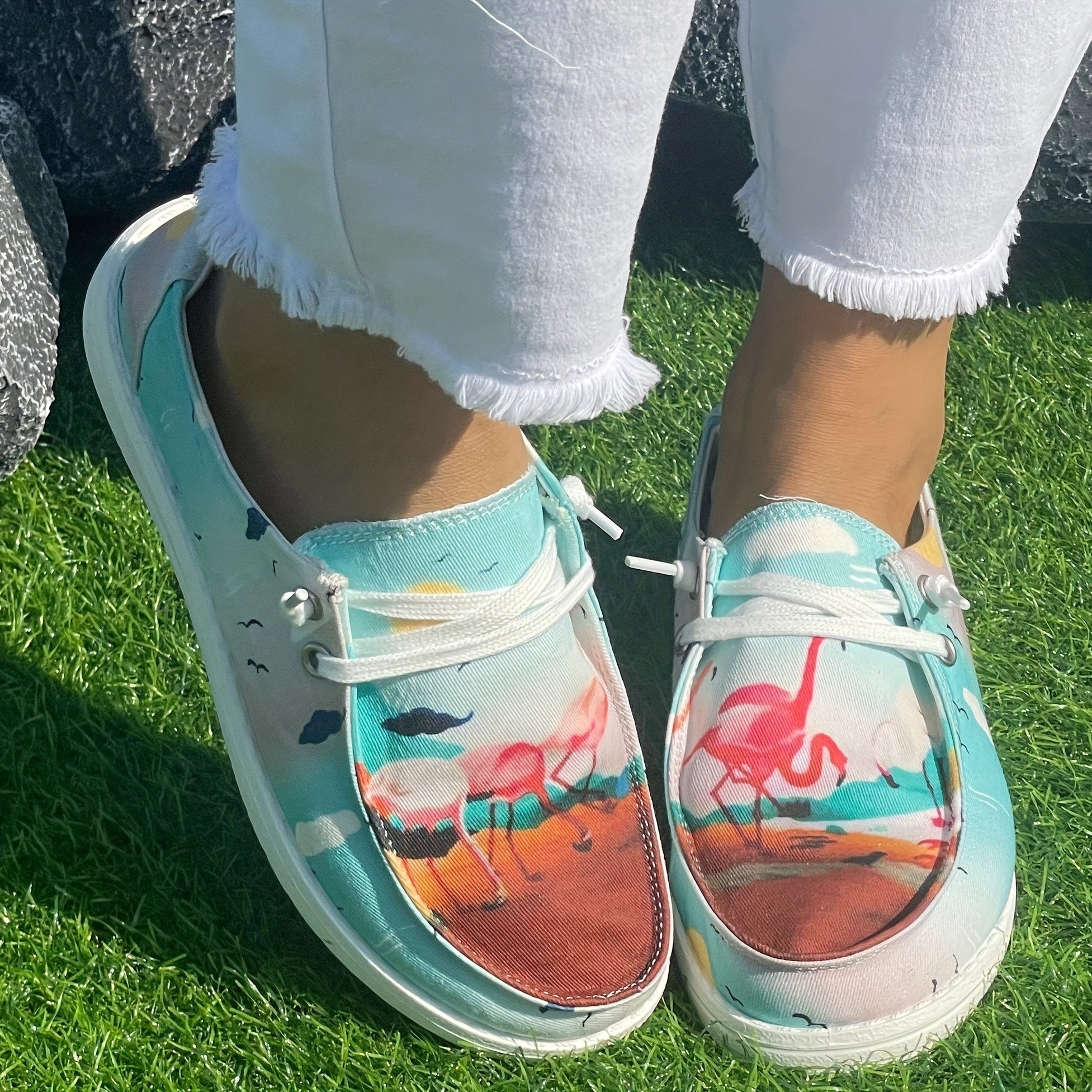 Thousand Crane Pattern Flat Shoes Women's Shallow Mouth Casual Shoes