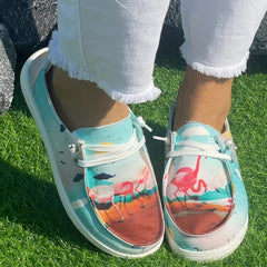 Thousand Crane Pattern Flat Shoes Women's Shallow Mouth Casual Shoes
