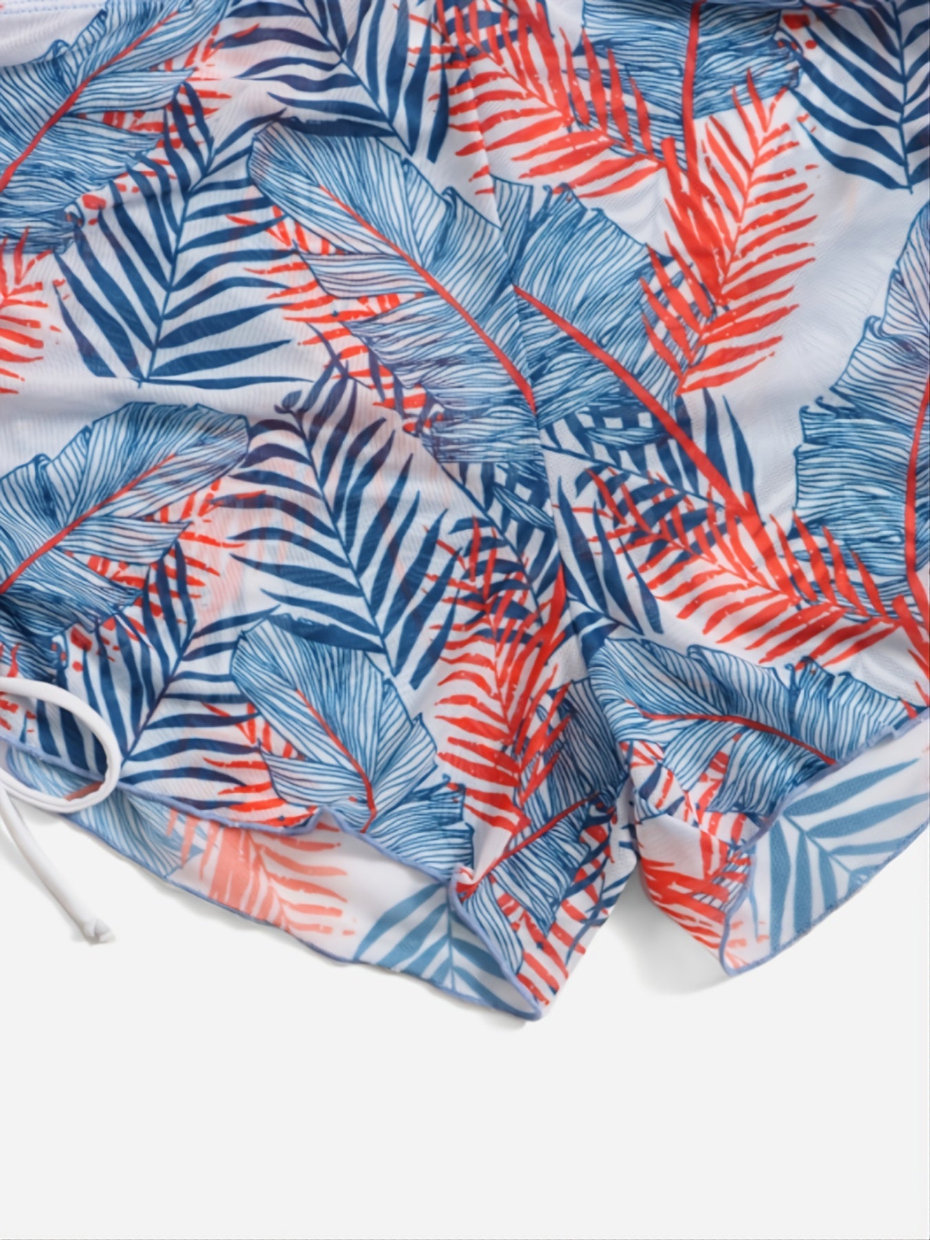Tropical Plant Print Tie Side Swim Short