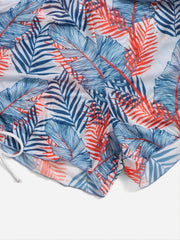 Tropical Plant Print Tie Side Swim Short
