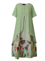 Floral Print Short Sleeve Maxi Dress