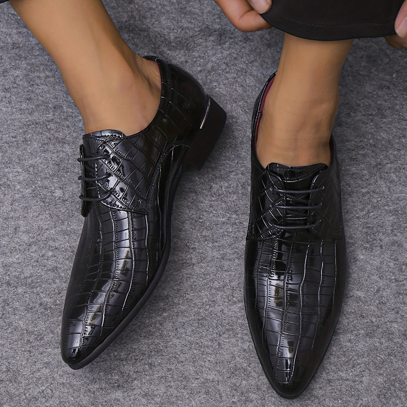 Men's Plaid Pattern Derby Shoes Lace Up Wedding Party Business