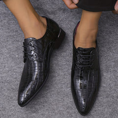 Men's Plaid Pattern Derby Shoes Lace Up Wedding Party Business