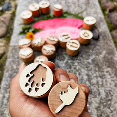 Wooden Forest Animal Footprint Play Dough Stamps Set