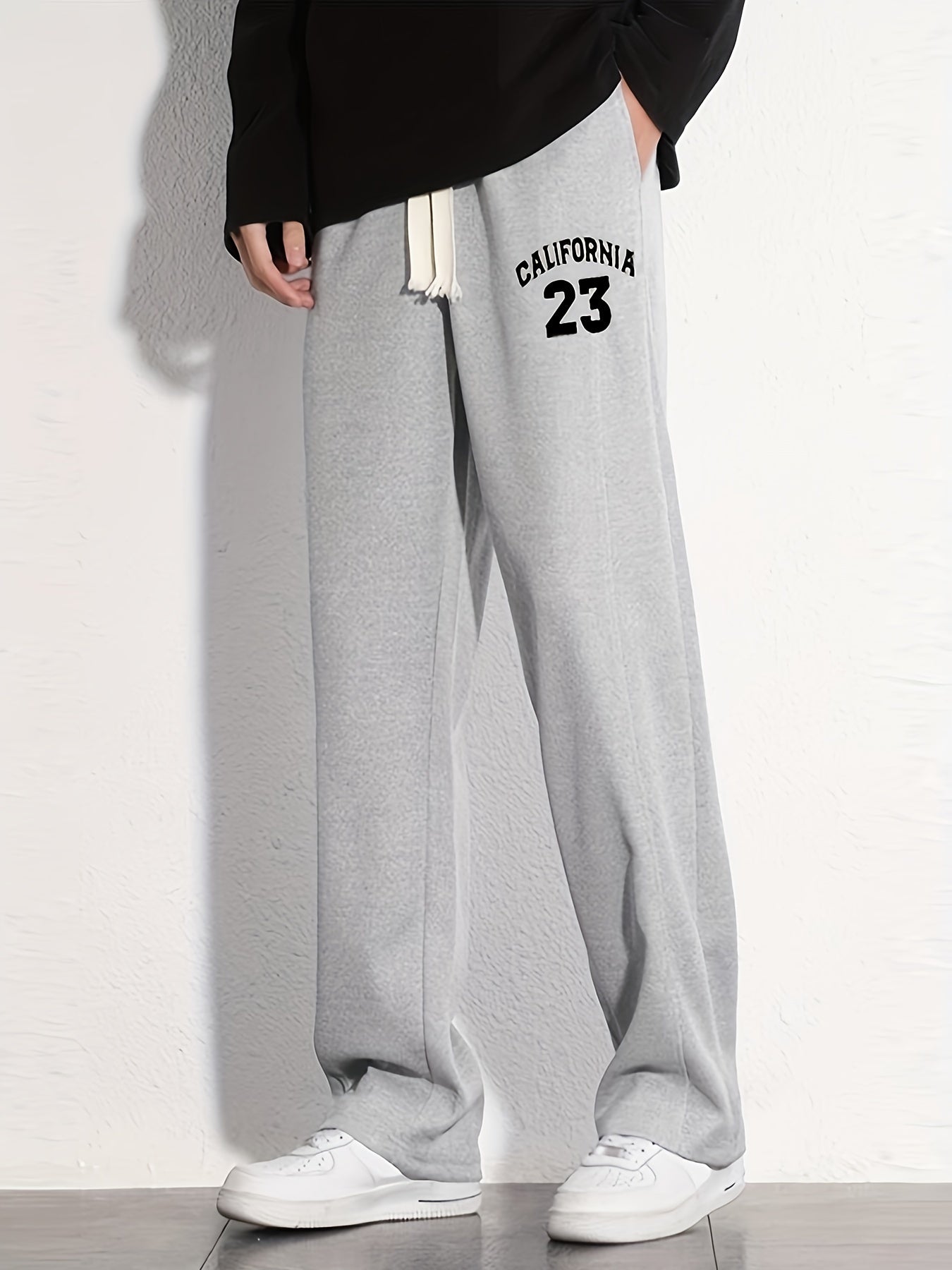 California 58 Cotton Sweatpants Men's Casual Solid Loose Fit Drawstring Pants