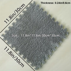 6pcs Soft Interlocking Shaggy Foam Mat Anti-slip Area Rugs for Home Decor