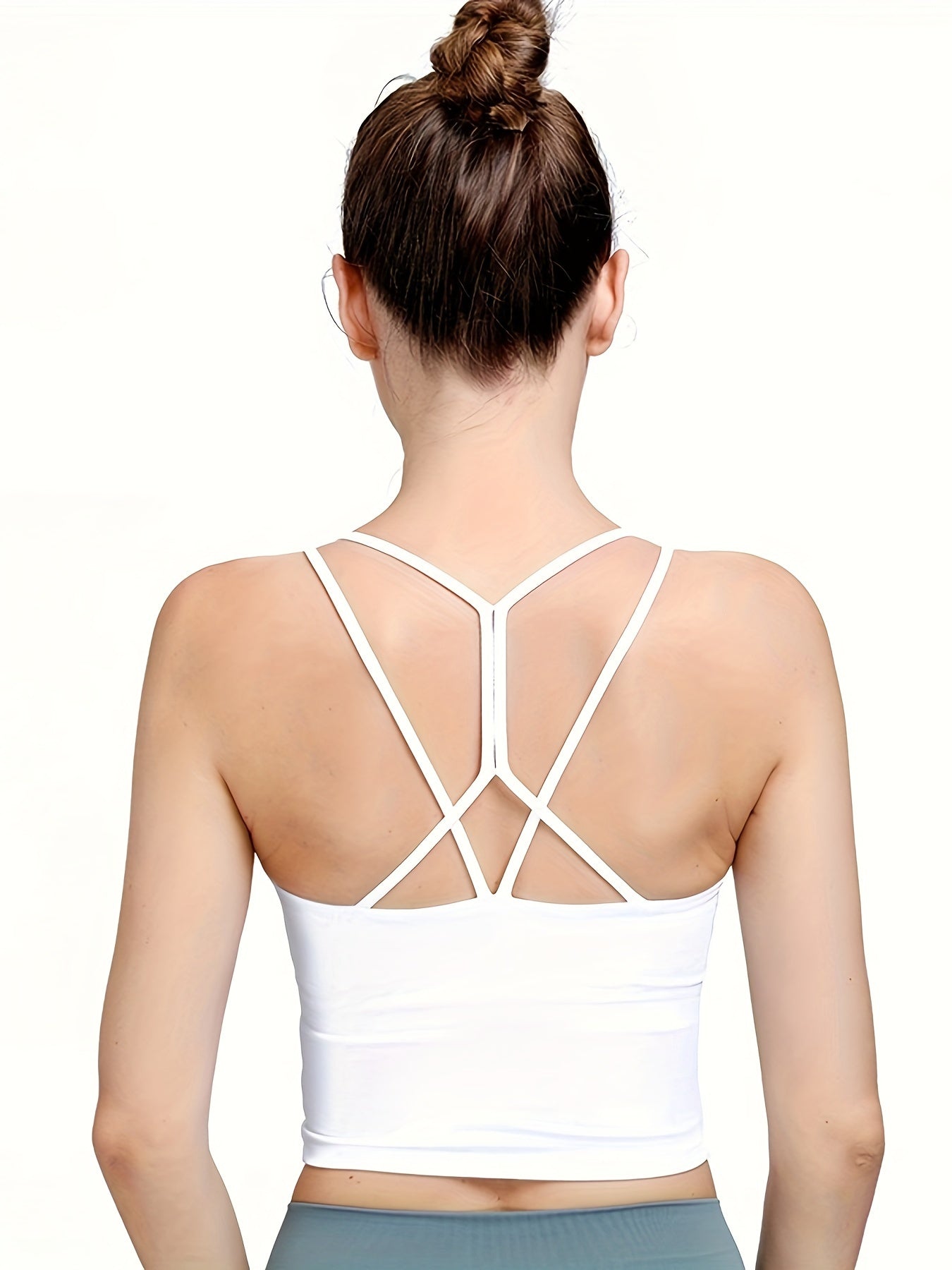 Criss Cross Back Sports Bra Chest Pad Workout Tank Top