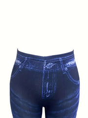 Denim Print High Rise Yoga Leggings