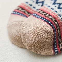 5 Pairs Geometric Pattern Socks Warm Mid Tube Women's Stockings