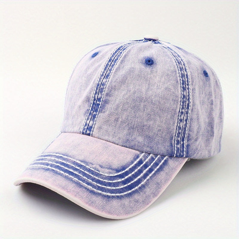 Lined Block Baseball Cap Distressed Craft All match Baseball Cap