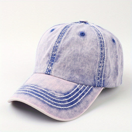 Lined Block Baseball Cap Distressed Craft All match Baseball Cap