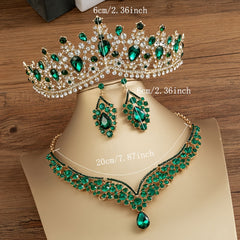 Baroque Crystal Tiaras Crowns Water Drop Wedding Jewelry Set
