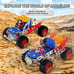 2-in-1 Assembled Cars Set with Spring Loaded Escape Truck & Beach Car