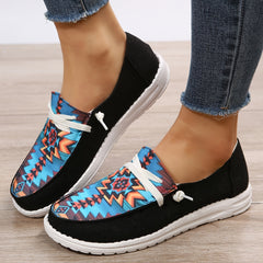 Women's Geometric Flat Canvas Shoes Lightweight Non slip Low Top Shoes
