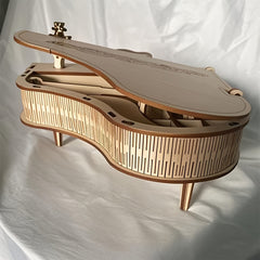 3D Wooden Piano Puzzle Craft Decor with Golden Accents