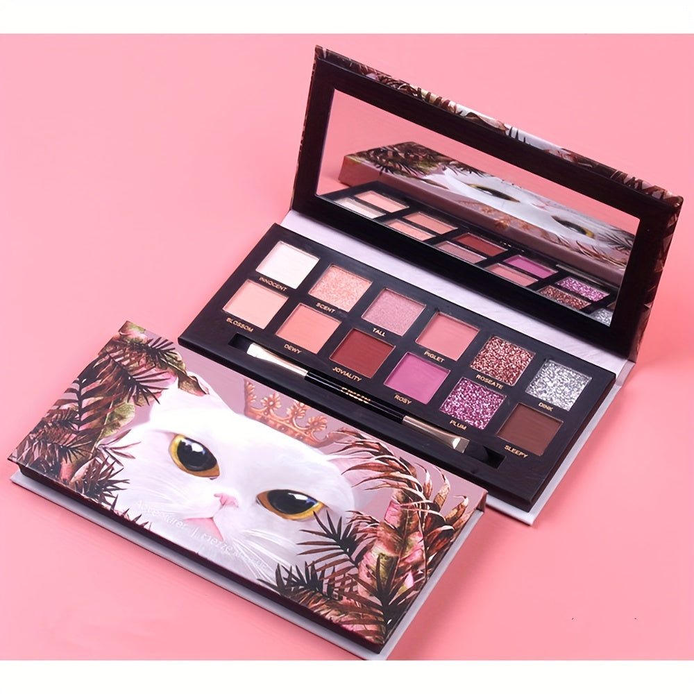 12-Color Animal Eyeshadow Palette Pearly Matte Glitter Finish