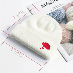 Cloud Embroidery Knitted Beanie Solid Warm Knit Hat Unisex Couple