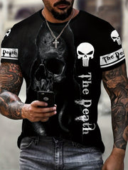 Men's Skull Pattern Shirt Casual Short Sleeve Tee Top