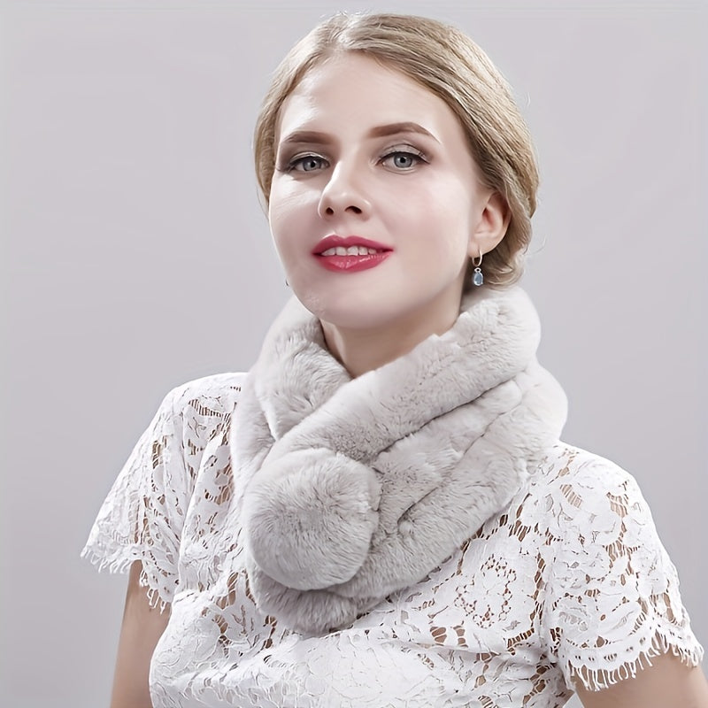 Soft Rabbit Fur Neck Scarf Winter Warm Casual Outdoor Scarf