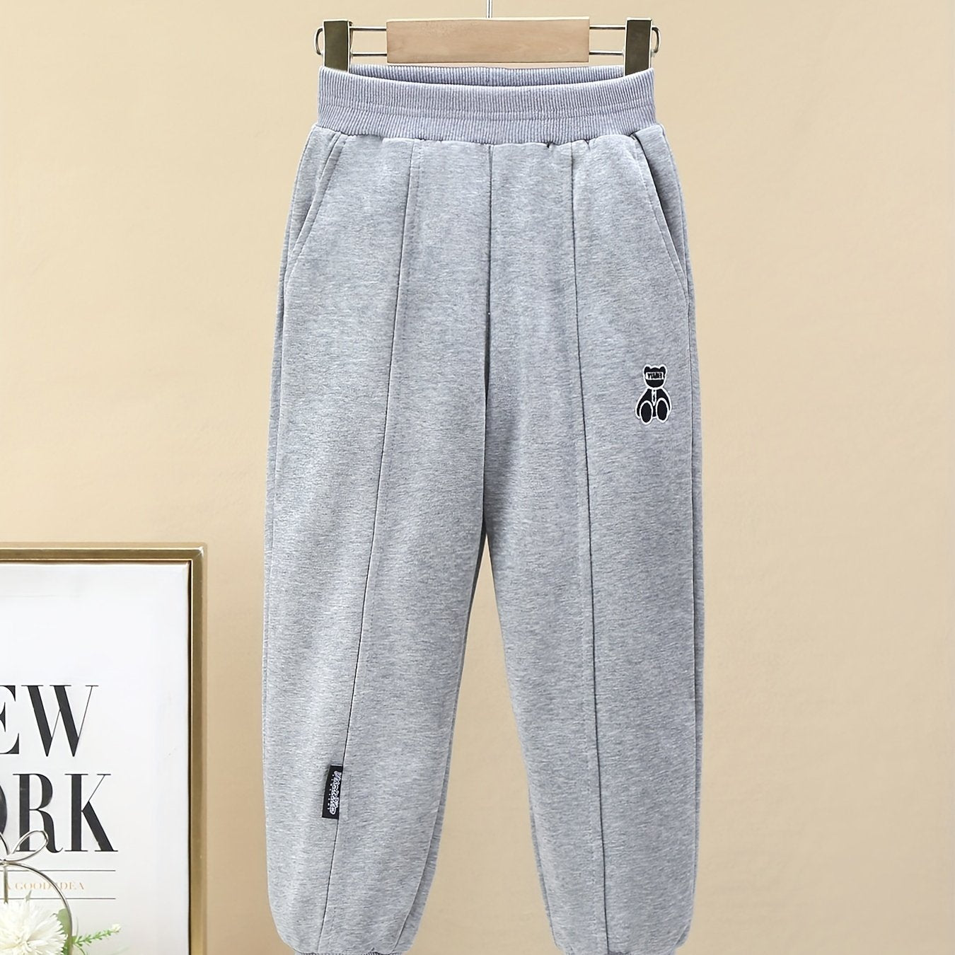 Girls' Bear Graphic Jogger Sweatpants With Pockets for Workout