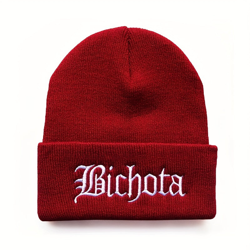 Men's BICHOTA Letter Embroidered Cold Hat Street All match Wool Beanie