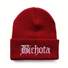 Men's BICHOTA Letter Embroidered Cold Hat Street All match Wool Beanie