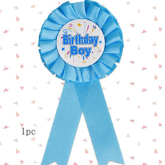Flower Shaped Letter Graphic Birthday Party Badge
