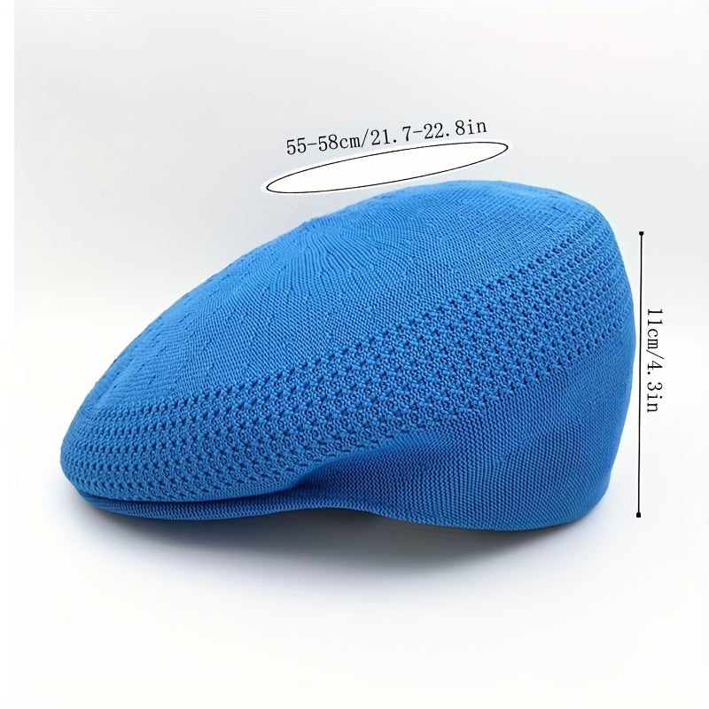 Men's Mesh Knitted Beret Newsboy Caps Thin Breathable Flat Cap