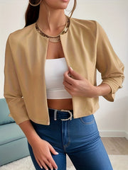 3 4 Sleeve Casual Open Front Jacket Women's Outerwear