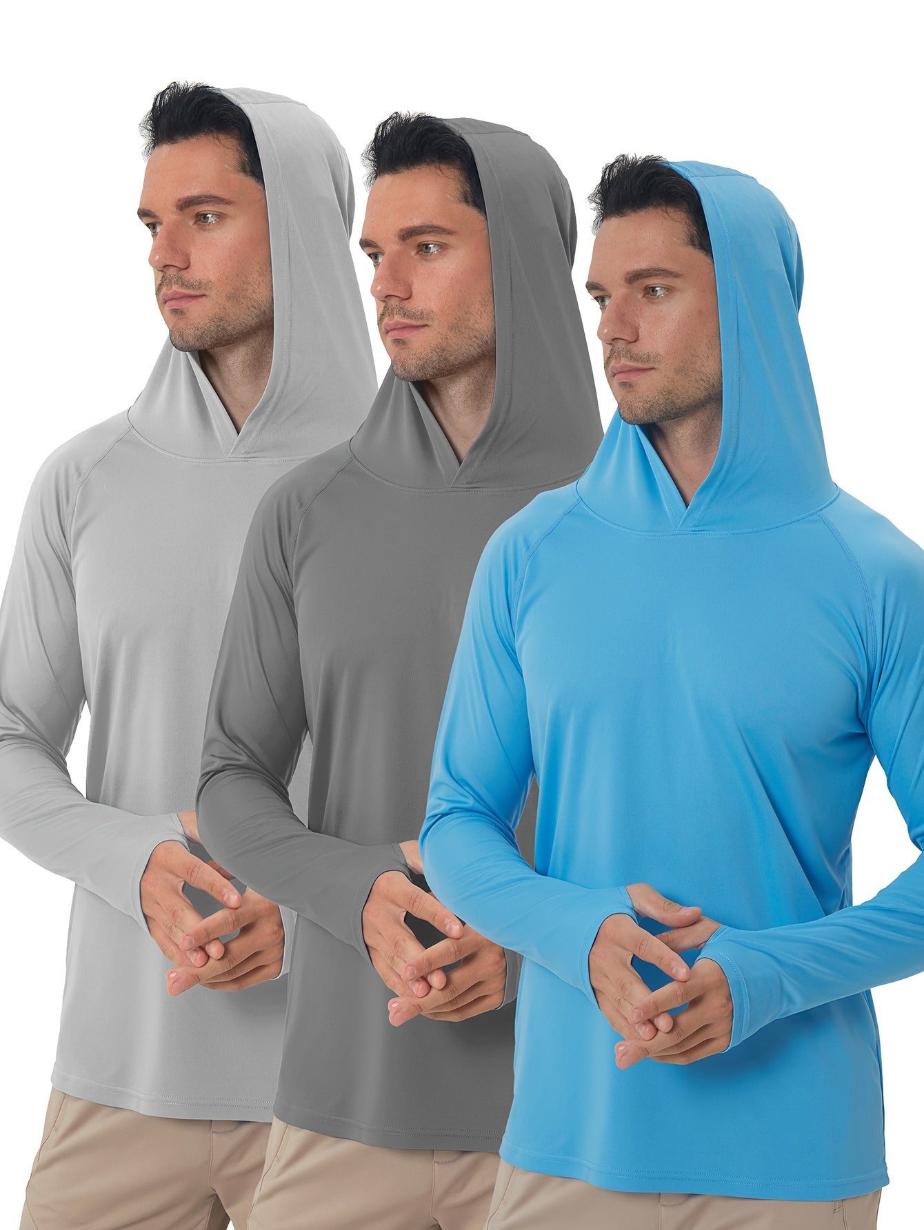 Men's UPF 50 Sun Protection Long Sleeve Hoodie for Outdoor Fishing