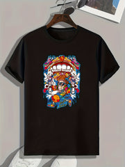 Funny Cartoon Print Men's Graphic T shirt Casual Comfy Tees For Summer