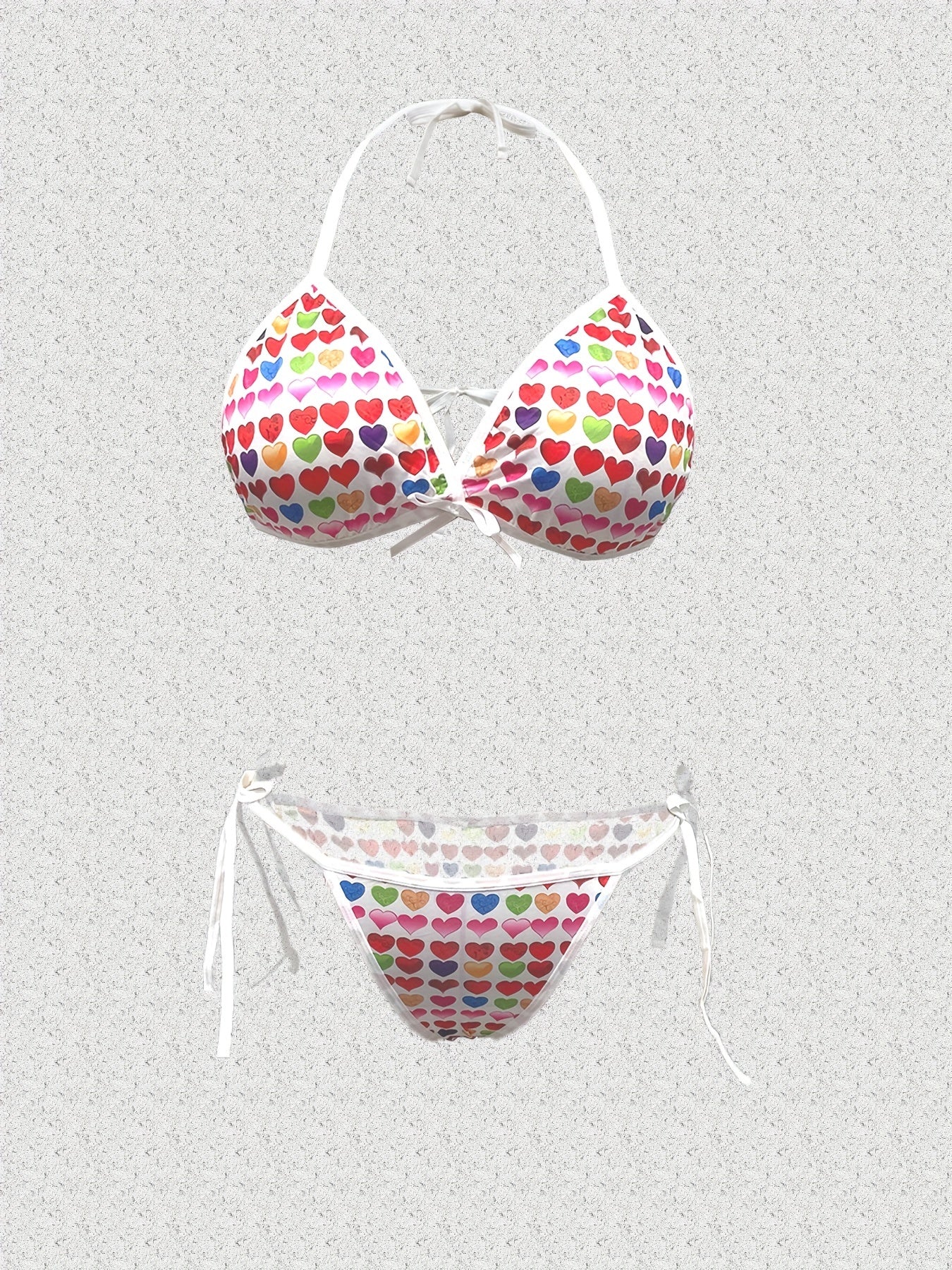 Heart Print Halter Bra & Panty Set