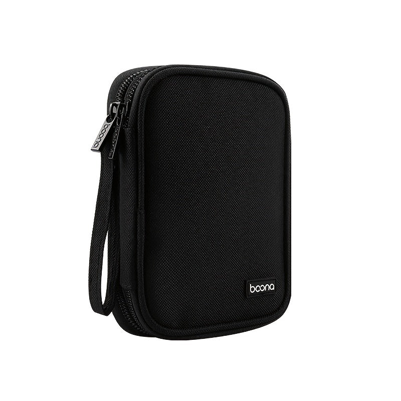 Gray Double layer Hard Disk Storage Bag Portable Clutch Organizer