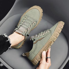 Men's Canvas Sneakers Low Top Lace-up Shoes Casual Walking Comfortable