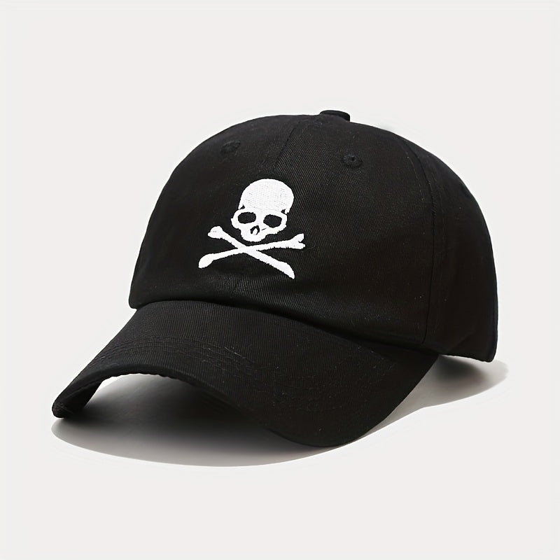 Adjustable Unisex Baseball Cap with Skull Embroidery