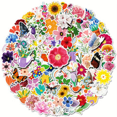 100pcs Flower Stickers Waterproof Vsco Stickers Pack
