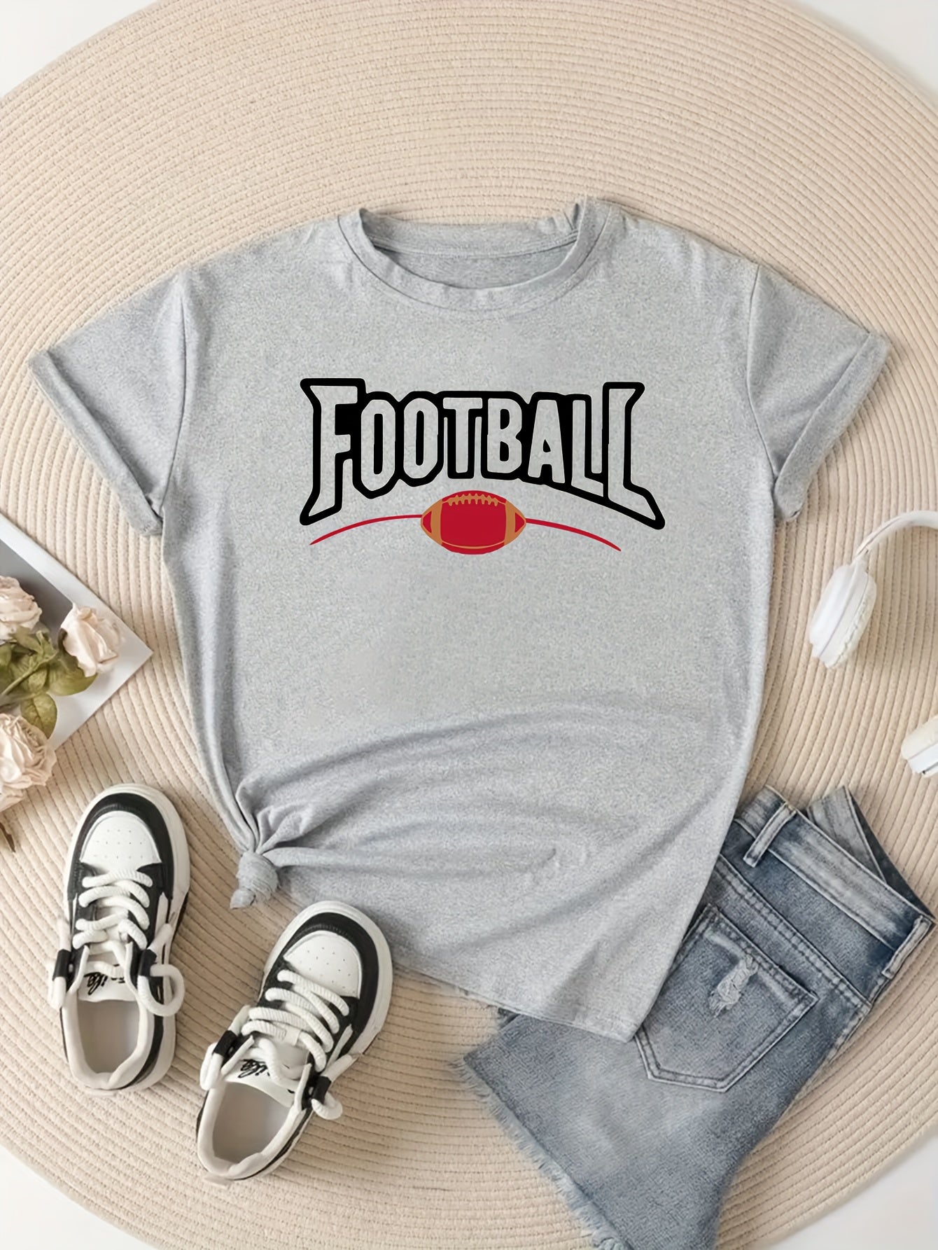 Women's Football Graphic Short Sleeve Sports Tee