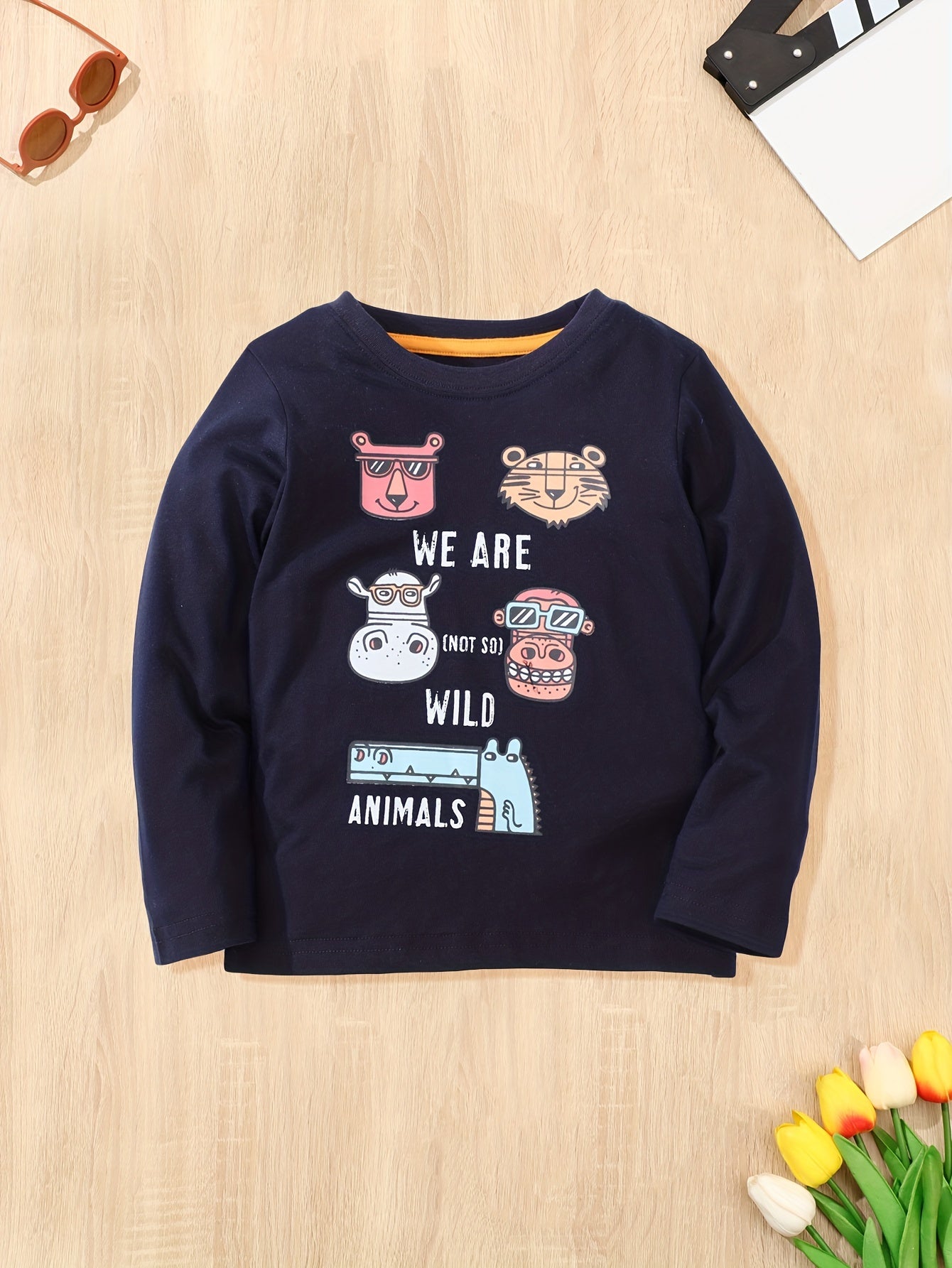 Boy's Wild Animals Print Long Sleeve T shirt